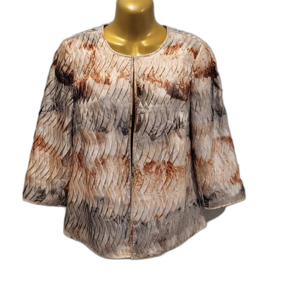 Chico's Size 0 (X-Small) Travelers Multi-Colored Jacket Open Front 3/4 Sleeves - Picture 3 of 13